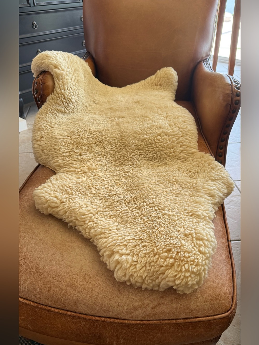 Vintage Genuine Single Pelt Sheepskin Rug/Throw